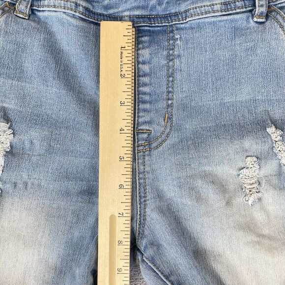 Encore Denim Overalls Juniors Size 8/9 Distressed Blue Stretch - Picture 13 of 16